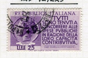 ITALY; 1954 early Tax Payers Pictorial issue fine used 25L. value