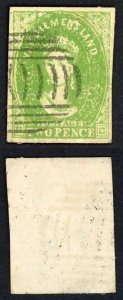 Tasmania 2d yellow green FORGERY