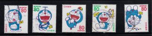 Japan   1997 Scott: 2564-2568  Y&T : 2326 à 2330 Used - ‭Doraemon  set of 5
