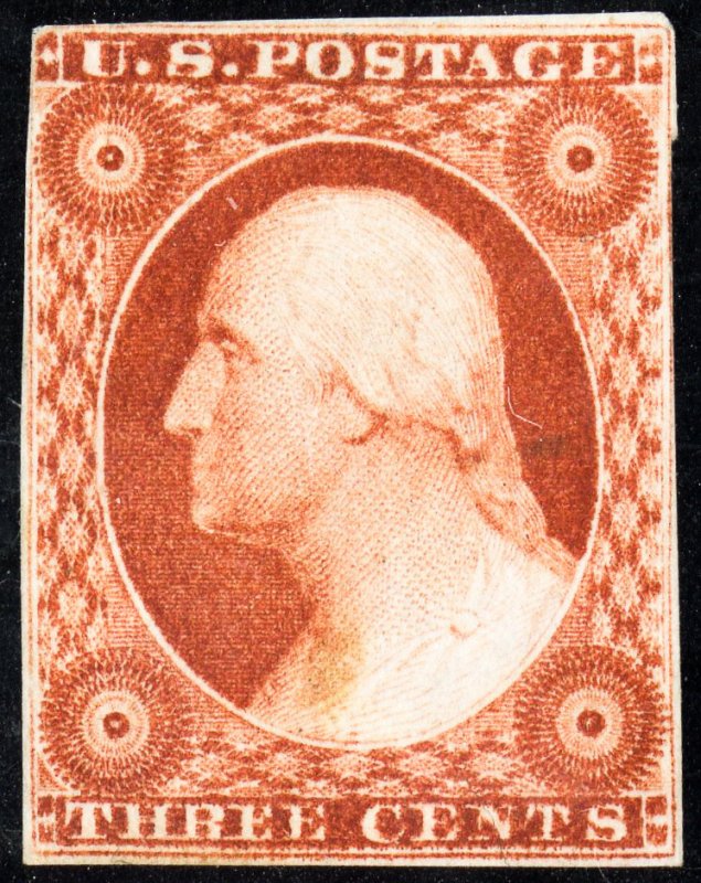 US Stamps # 10 MH Fresh 4 Margins Rare Scott Value $550.00
