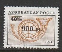 1995 Azerbaijan - Sc 489A - used VF - 1 single - Overprinted posthorn