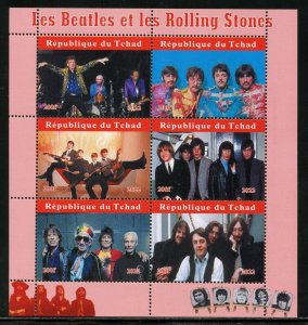 CHAD 2022 THE BEATLES AND THE ROLLING STONES SHEET MINT NEVER HINGED