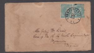 **CSA Cover, SC# 7(Pair) Charlottesville (Misspelled CDS), VA 1/3/1865, Turned