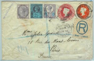 BK0848 - GB - POSTAL HISTORY -  STATIONERY COVER to Paris  REGISTERED  1898