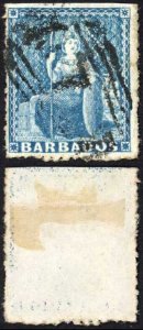 Barbados SG14 (1d) Pale Blue Pin Perf 14 Cat 150 pounds