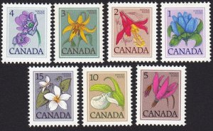 FLOWERS Definitive STAMPS SET = Canada 1979-1983 #781-787 perf 13x13.3