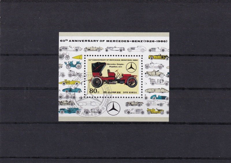 SA19i Korea 1986 60th Anniv of Mercedes Benz Car used minisheet