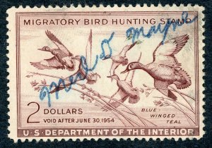 #RW20 – 1953 $2.00 Blue-Winged Teal. Used.