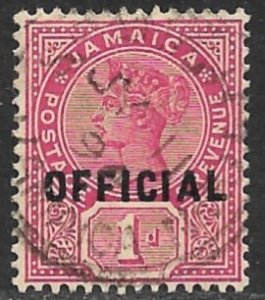 JAMAICA 1890-91 QV 1d Carmine Rose OFFICIAL Sc O3 VFU