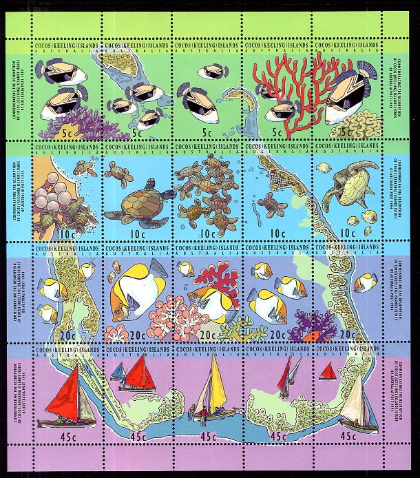 Cocos Keeling Islands 292f Marine Life Souvenir Sheet MNH VF