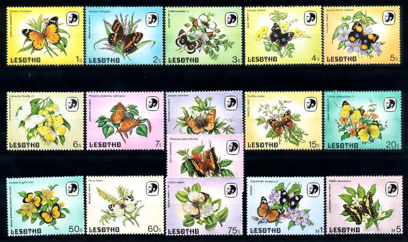 [70797] Lesotho 1984 Insects Butterflies 16 Values MNH