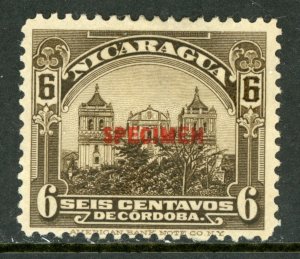 Nicaragua 1914 Cathedral 6¢ Black Brown SPECIMEN Mint M499