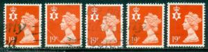 GREAT BRITAIN N. IRELAND SG-NI49, SCOTT # NIMH-36, USED, 5 STAMPS, GREAT PRICE!