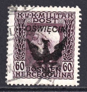 BOSNIA & HERZEGOVINA SCARCE POLAND EAGLE OSWIECIM OVERPRINT USED VF SOUND