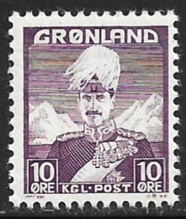 GREENLAND 1938-46 10o King Christian X Scott No. 4 MNH
