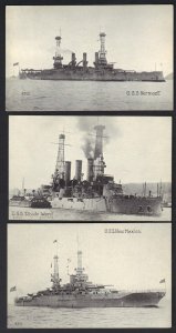 U.S. 1900s 3 BATTLE SHIPS OF THE NAVY US STEAMSHIP NEW MEXICO USS RHODE ISLAND &