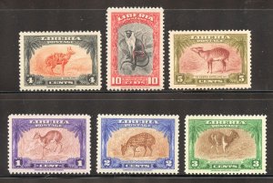 Liberia Scott 283-88 Unused HOG - 1942 Native Fauna - SCV $15.05