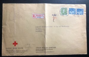 1943 Copenhagen Germany Red Cross Cover Registered WW2 To Geneva Switzerland