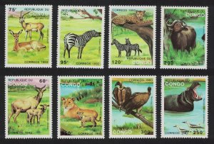 Congo Birds Hippo Zebra Cheetah Wild Animals 8v 1993 MNH SG#1349-1356