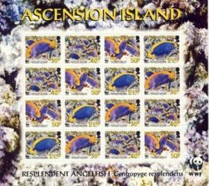 Ascension - WWF Fish - 16 Stamp  Sheet  - 1K-001