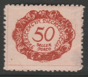 Liechtenstein Postage Due 1920 50h MH* Stamp A21P15F5208-