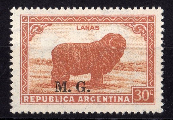 Argentina 1936 Sc#OD 98 MERINO SHEEP (WOOL) MINISTRY OF WAR Single MNH