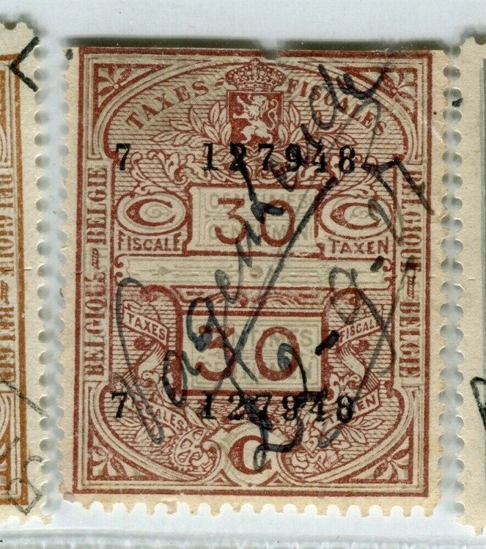 BELGIUM; Early 1900s fine used TAXES FISCALES Revenue issue used value, 30c