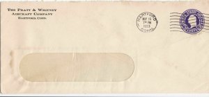 U.S. THE PRATT & WHITNEY AIRCRAFT COMPANY, Hartford 1933 Pre Paid Cover Rf 47223