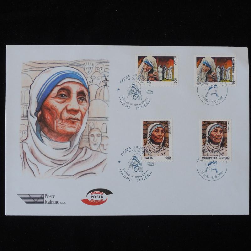 ZG-B168 ALBANIA - Italy, Neme Tereza, Mother Teresa, Joint Issue Fdc Cover