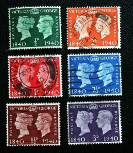 Great Britain #252-257 Used Victoria & King George VI 1940