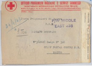 56037 - EEGYPT / WWII - POSTAL HISTORY: COVER to P.W. MIDDLE EAST 235 RED CROSS-