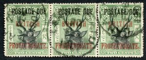 North Borneo SGD50 2c Green Perf 16 Strip of 3 Lahat Datu 20 Feb 1907