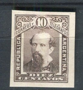 ARGENTINA; 1880s Scarce classic PROOF of Portrait Design 10c. on Thick Card