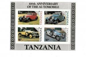 Tanzania 1985 - 100th Anniversary of Automobiles - Mini Sheet of 4v Stamps - MNH