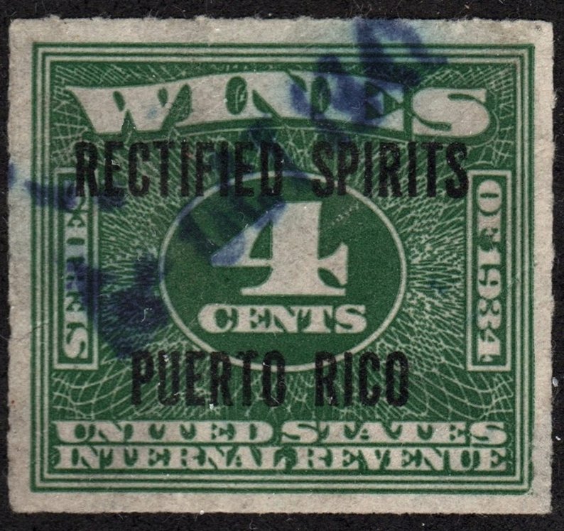 Puerto Rico #RE21 4¢ Rectified Spirits (1934) Used