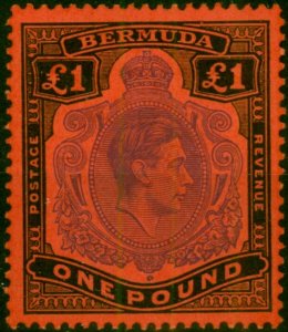 Bermuda 1952 £1 Bright Violet & Black Scarlet SG121e V.F MNH (2)