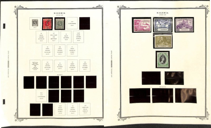 Nigeria Stamp Collection on 6 Scott Specialty Pages, 1914-1953 (BA)