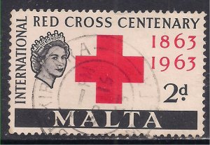 Malta 1963 QE2 2d Red Cross SG 312 used ( 1480 )