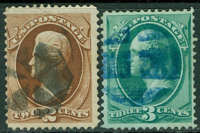 EDW1949SELL : USA 1870 Scott #135-36 Grills. Used. #135 light crease. Cat $112.