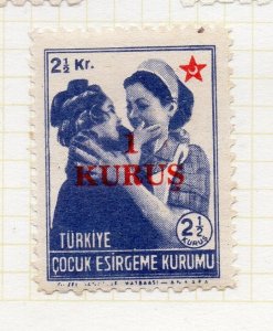 Turkey Crescent 1952 Child Welfare Fine Mint Hinged 1K. Surcharged NW-270736