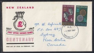 New Zealand Scott 380-1 FDC - Post Office Savings Bank Centennial