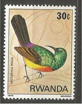 RWANDA, 1980, MNH 30c, Birds. Scott 944
