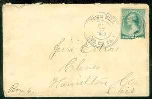 EDW1949SELL : USA 1889 Town Hill PA county handstamp star in circle #213 cover