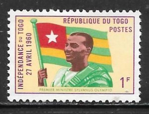 Togo 378: 1f Sylvanus Olympio, President, national flag, MH, VF