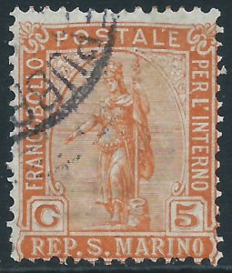 San Marino, Sc #34, 5c Used