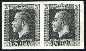 New Zealand MNH Imperf Pair VF Plate PROOF on Gummed Paper 1915 3d KGV