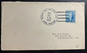 1933 USA Marine Detachment Legation Peking China Cover To Indianapolis