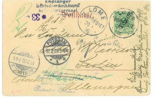 P2698 - Togo, German colonie, nice postcard to Germany, redirected various times