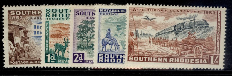 SOUTHERN RHODESIA QEII SG71-75, 1953 centenary of Mrs J M Ebalim set, LH MINT.