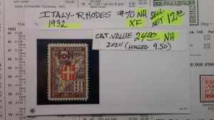 Italy Rhodes 1932 Sheild/Map Scott# 70 XF-SUPERB MNH